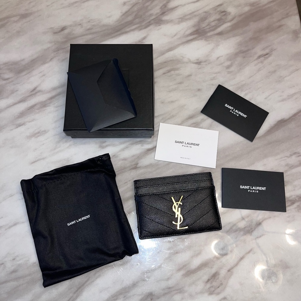 Saint Laurent Monogram card case in grain de poudre embossed leather - Picture 5 of 9